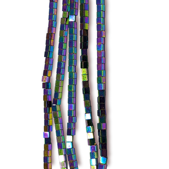 Бусины гематит 1,5х1,5 мм Квадрат Радужный 40 см