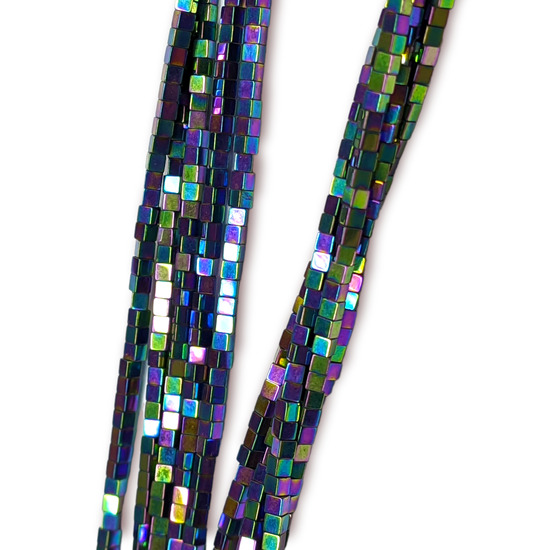 Бусины гематит 1,5х1,5 мм Квадрат Радужный 40 см
