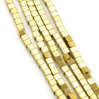 Бусины гематит 1,5х1,5 мм Квадрат Золото 40 см