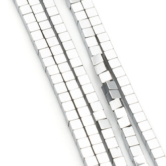 Бусины гематит 1,5х1,5 мм Квадрат Серебро 40 см