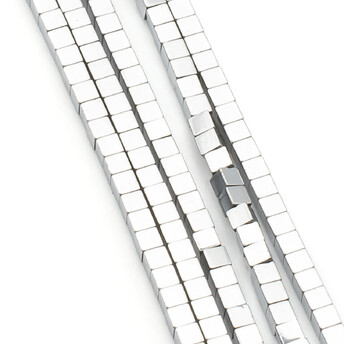 Бусины гематит 1,5х1,5 мм Квадрат Серебро 40 см