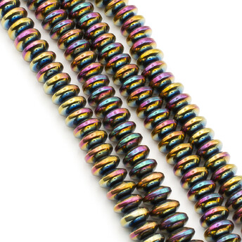 Бусины Рондель Гематит 6х3 мм Радужный 40 см +-140 шт.