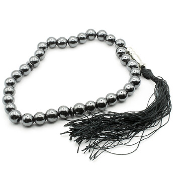 Четки гематитовые на 33 бусины 10 мм длина 19 см 1 шт.