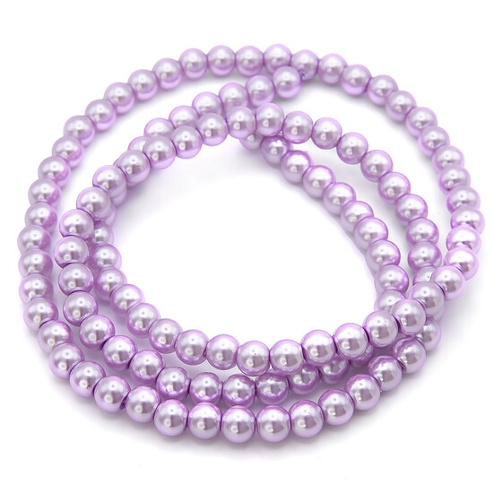 Бусины стекло под жемчуг Шар 10 мм ±90 шт. 80 см 47 Лавандовый