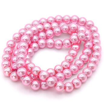 Бусины стекло под жемчуг Шар 10 мм ±90 шт. 80 см 68 Розовый