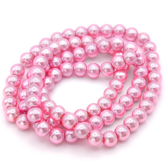 Бусины стекло под жемчуг Шар 8 мм ±105 шт. 80 см 68 Розовый