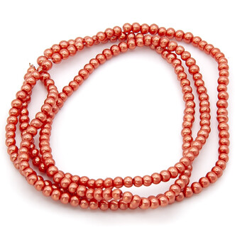 Бусины стекло под жемчуг Шар 6 мм ±140 шт. 80 см 38 Оранжевый