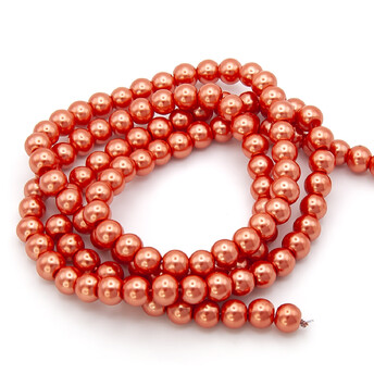 Бусины стекло под жемчуг Шар 10 мм ±90 шт. 80 см 38 Оранжевый