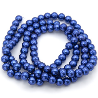 Бусины стекло под жемчуг Шар 8 мм ±105 шт. 80 см 19 Электрик