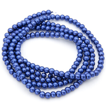 Бусины стекло под жемчуг Шар 4 мм ±210 шт. 80 см 19 Электрик