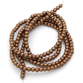 Бусины стекло под жемчуг Шар 4 мм ±210 шт. 80 см 52 Коричневый 3
