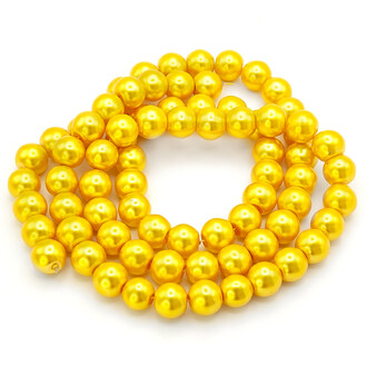Намистини скло під перли Куля 14 мм ±60 шт. 80 см 67 Жовтий