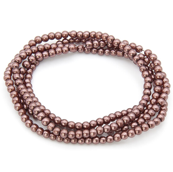 Бусины стекло под жемчуг Шар 4 мм ±210 шт. 80 см 40 Шоколадный