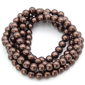 Бусины стекло под жемчуг Шар 8 мм ±105 шт. 80 см 40 Шоколадный