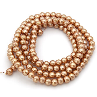 Бусины стекло под жемчуг Шар 6 мм ±140 шт. 80 см 50 Капучино 1