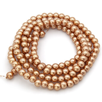 Бусины стекло под жемчуг Шар 6 мм ±140 шт. 80 см 50 Капучино 1