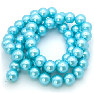 Бусины стекло под жемчуг Шар 14 мм ±60 шт. 80 см 48 Голубой