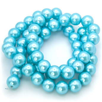 Бусины стекло под жемчуг Шар 12 мм ±68 шт. 80 см 48 Голубой