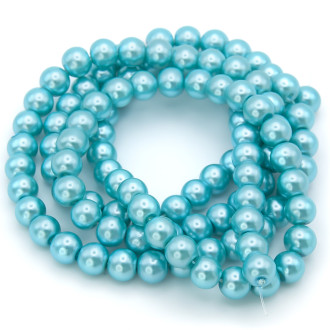 Бусины стекло под жемчуг Шар 10 мм ±90 шт. 80 см 48 Голубой