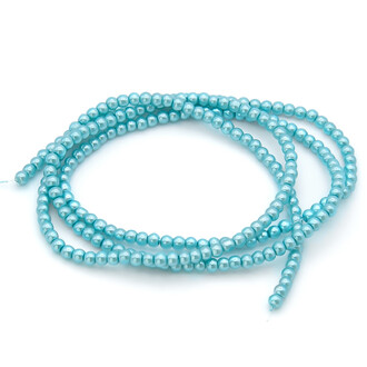 Бусины стекло под жемчуг Шар 6 мм ±140 шт. 80 см 48 Голубой