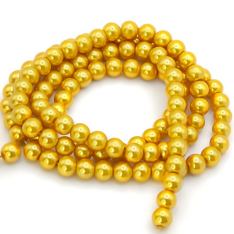 Бусины стекло под жемчуг Шар 10 мм ±90 шт. 80 см 56 Желтый