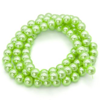 Бусины стекло под жемчуг Шар 10 мм ±90 шт. 80 см 07 Салатовый