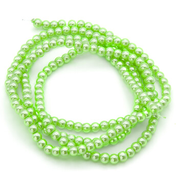 Бусины стекло под жемчуг Шар 6 мм ±140 шт. 80 см 07 Салатовый