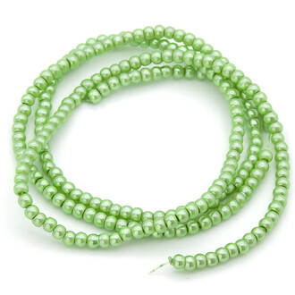 Бусины стекло под жемчуг Шар 4 мм ±210 шт. 80 см 26 Салатовый 3