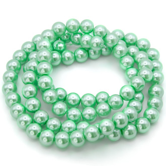 Бусины стекло под жемчуг Шар 8 мм ±105 шт. 80 см 63 Мятный
