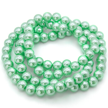 Бусины стекло под жемчуг Шар 10 мм ±90 шт. 80 см 63 Мятный