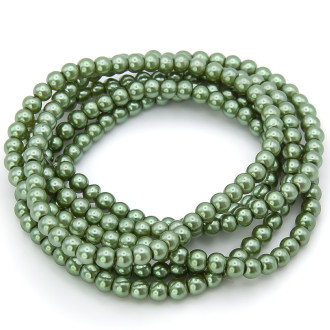 Бусины стекло под жемчуг Шар 3 мм ±210 шт. 62 см 49 Хаки