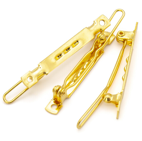 Основа для шпильки автомат прямокутна з двома отворами 40х5 мм Золото 10 шт.