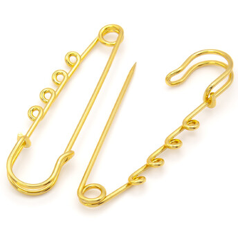 Булавка Килт основа для броши на 4 отверстия 64х15 мм Золото 5 шт.