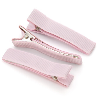 Заколка Крокодил с репсовой лентой 5 шт. 50х10 мм Розовый светлый