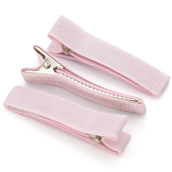 Заколка Крокодил с репсовой лентой 5 шт. 50х10 мм Розовый светлый