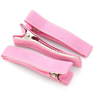 Заколка Крокодил с репсовой лентой 5 шт. 50х10 мм Розовый