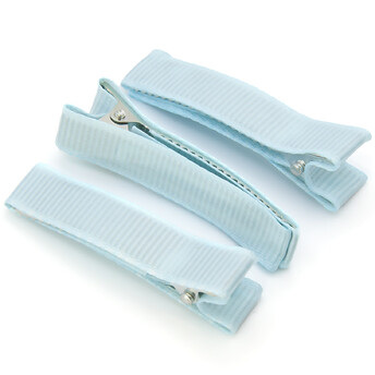 Заколка Крокодил с репсовой лентой 5 шт. 50х10 мм Голубой светлый