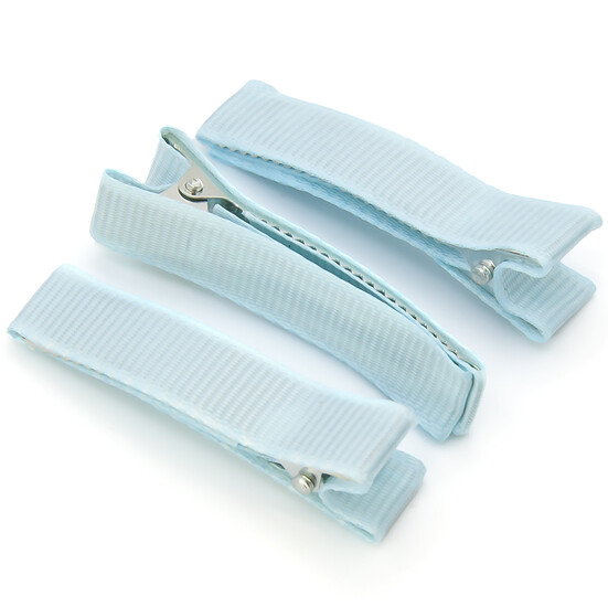Заколка Крокодил с репсовой лентой 5 шт. 50х10 мм Голубой светлый