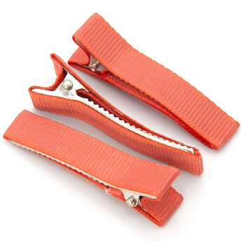 Заколка Крокодил с репсовой лентой 5 шт. 50х10 мм Коралловый