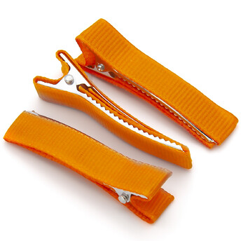 Заколка Крокодил с репсовой лентой 5 шт. 50х10 мм Оранжевый