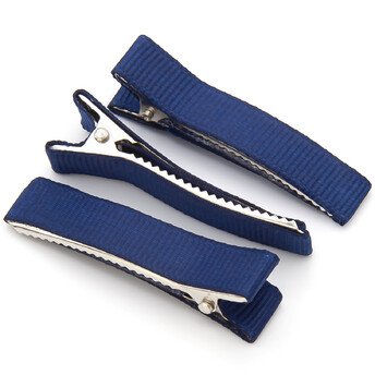 Заколка Крокодил с репсовой лентой 5 шт. 50х10 мм Синий темный