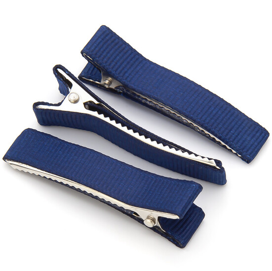 Заколка Крокодил с репсовой лентой 5 шт. 50х10 мм Синий темный