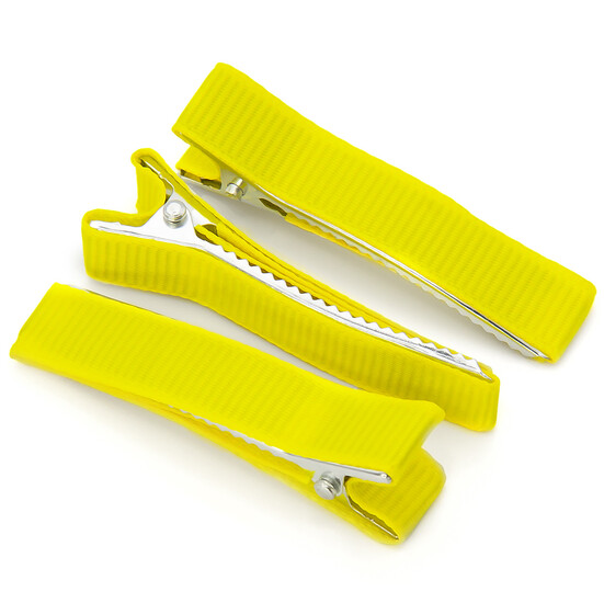Заколка Крокодил с репсовой лентой 5 шт. 50х10 мм Желтый