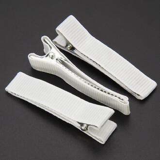 Заколка Крокодил с репсовой лентой 5 шт. 50х10 мм Белый