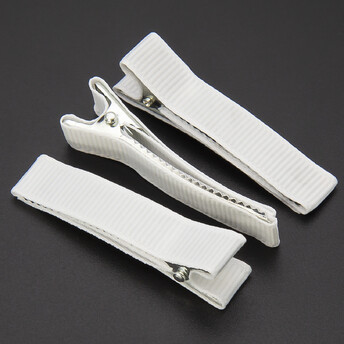Заколка Крокодил с репсовой лентой 5 шт. 50х10 мм Белый