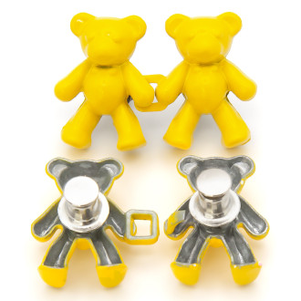 Зажим-застежка для джинс Мишки, 1 уп., размер 40х26мм, цвет Желтый