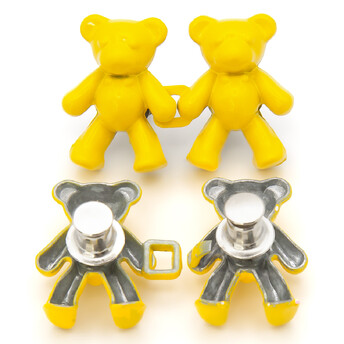 Зажим-застежка для джинс Мишки, 1 уп., размер 40х26мм, цвет Желтый