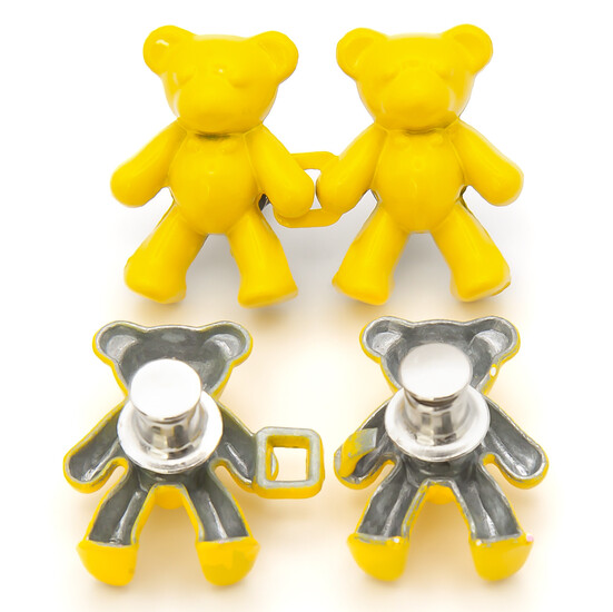 Зажим-застежка для джинс Мишки, 1 уп., размер 40х26мм, цвет Желтый