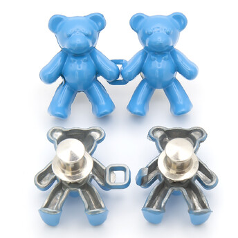 Зажим-застежка для джинс Мишки, 1 уп., размер 40х26мм, цвет Голубой