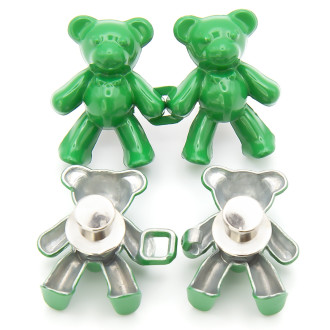 Зажим-застежка для джинс Мишки, 1 уп., размер 40х26мм, цвет Зеленый